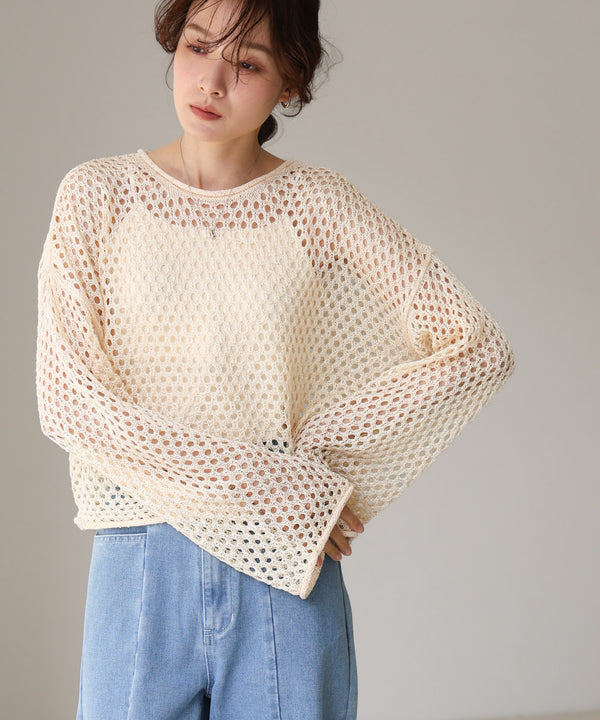 スパンコールメッシュニット