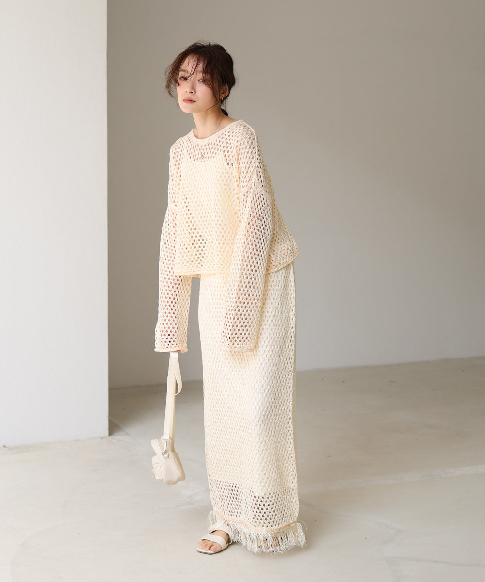 スパンコールメッシュニット