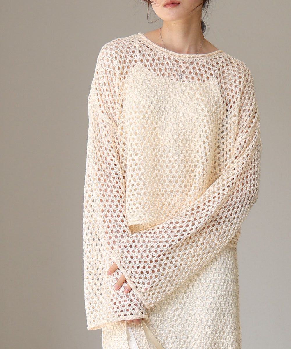 スパンコールメッシュニット