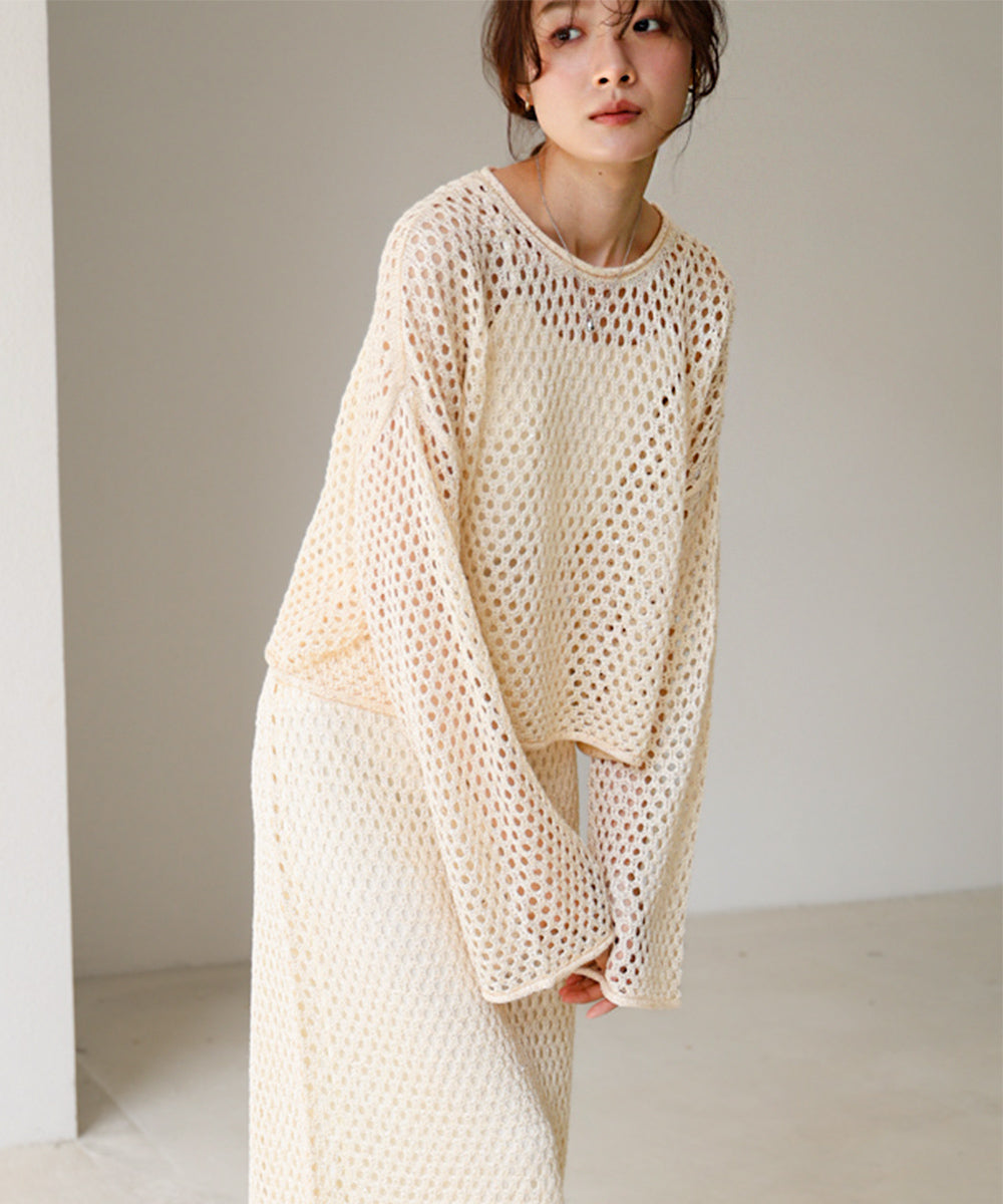 スパンコールメッシュニット