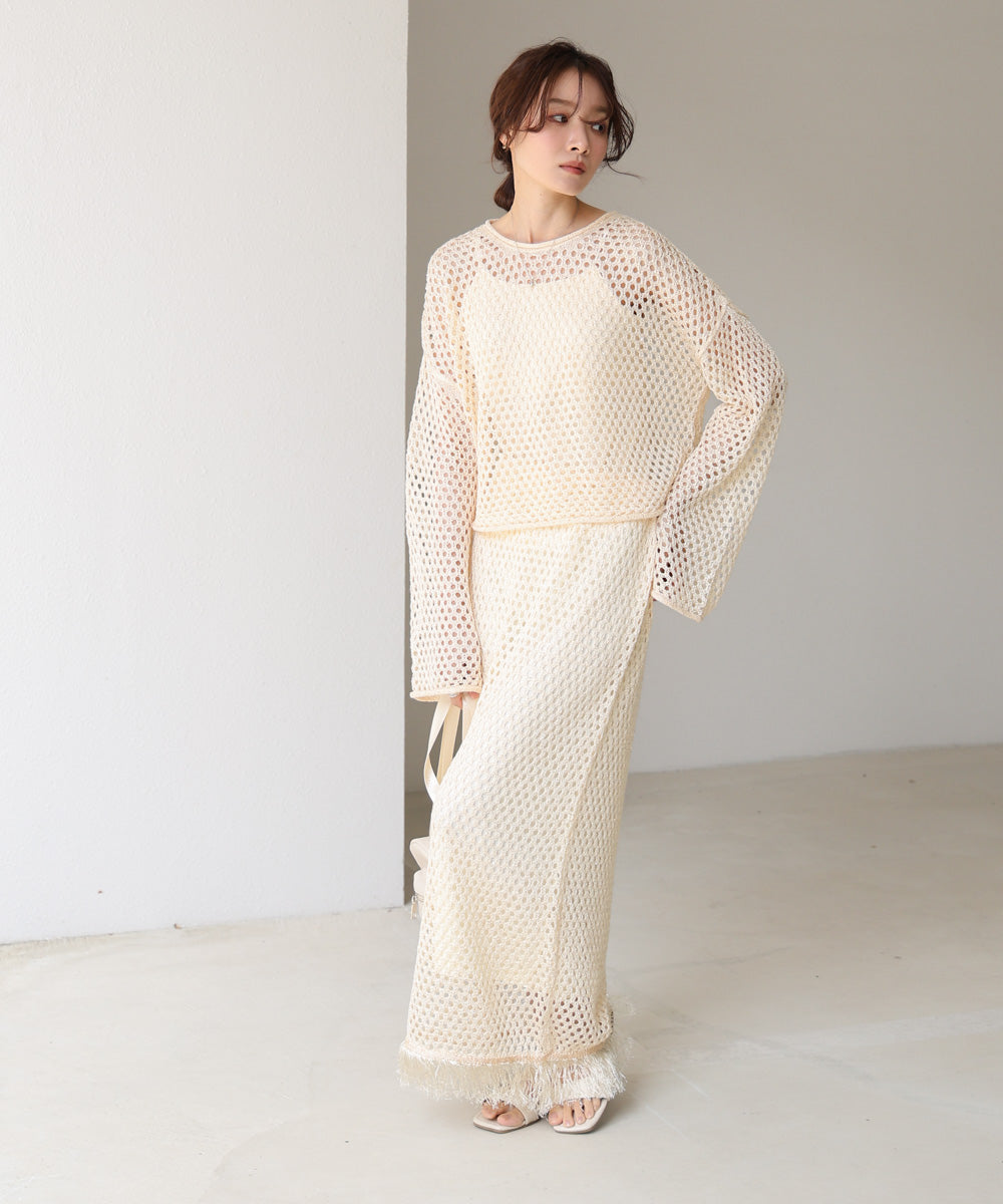 スパンコールメッシュニット