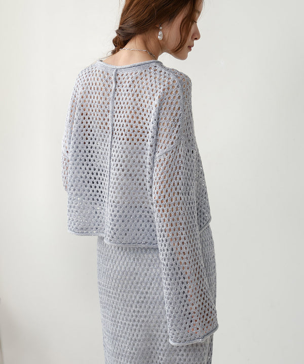 スパンコールメッシュニット