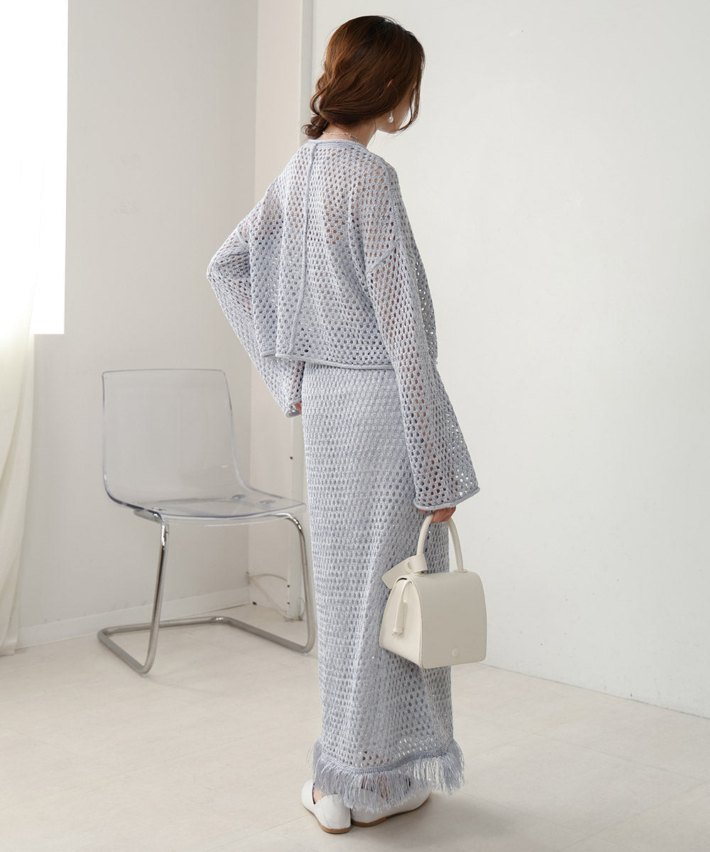 スパンコールメッシュニット