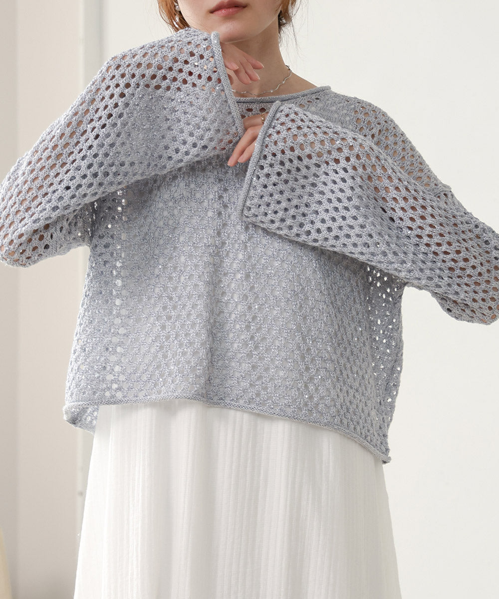 スパンコールメッシュニット