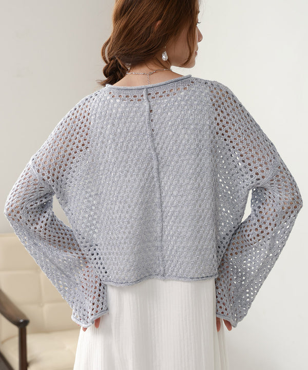 スパンコールメッシュニット