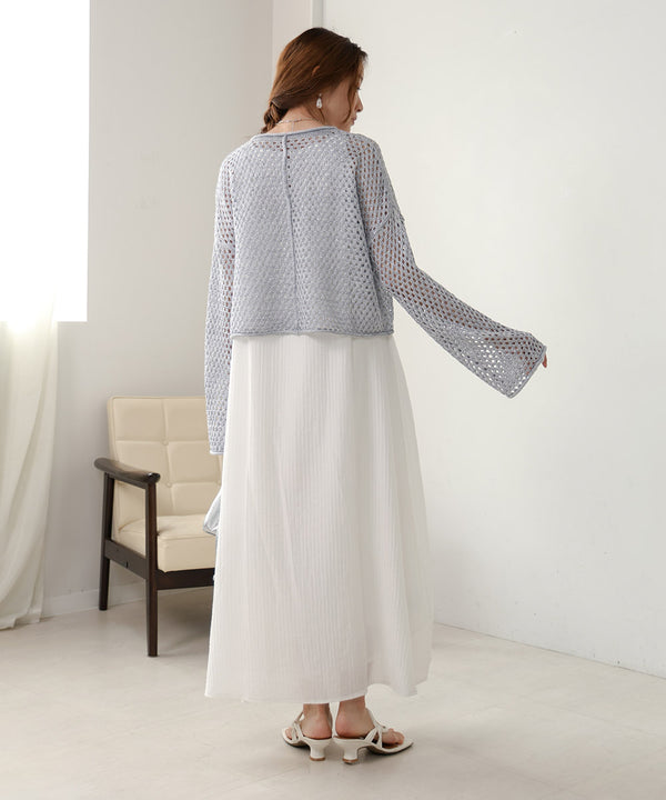 スパンコールメッシュニット