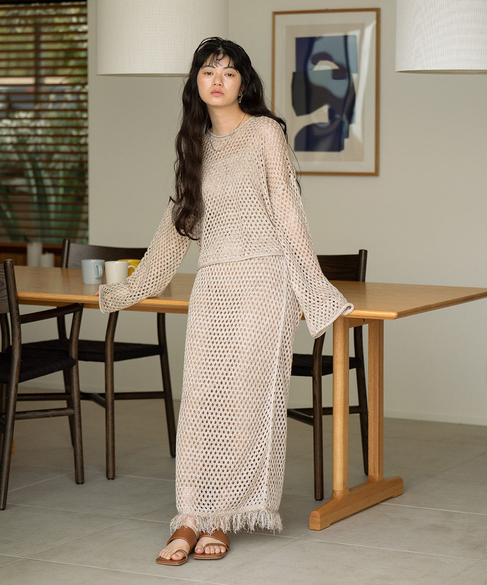 スパンコールメッシュニット