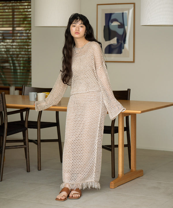 スパンコールメッシュニット