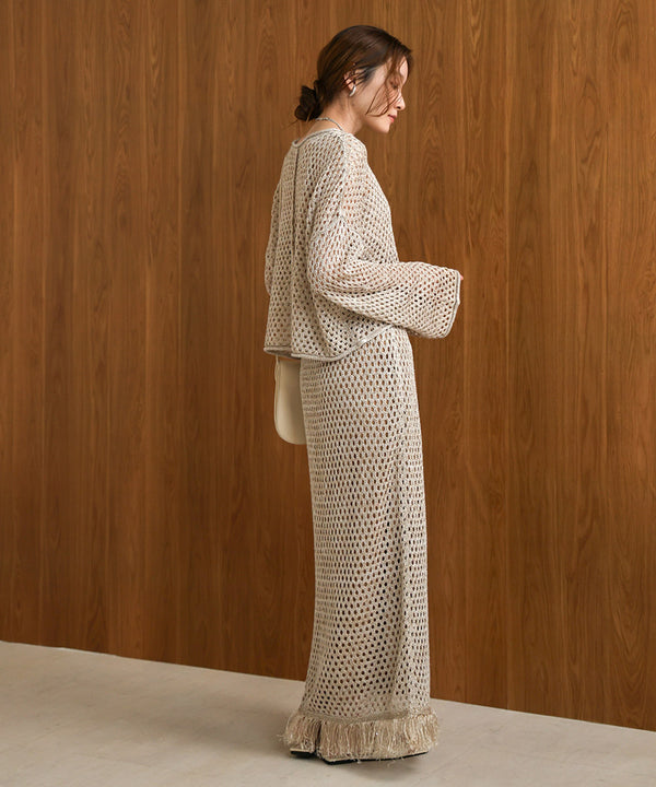 スパンコールメッシュニット