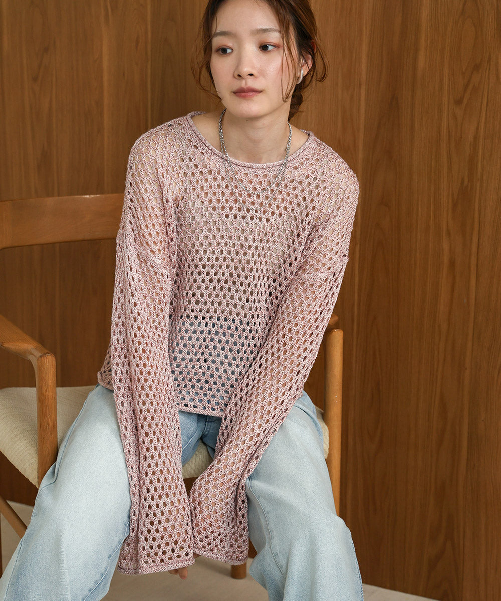 スパンコールメッシュニット