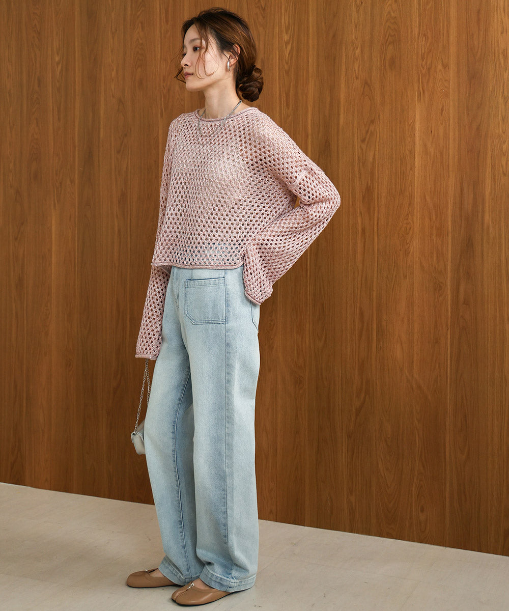 スパンコールメッシュニット