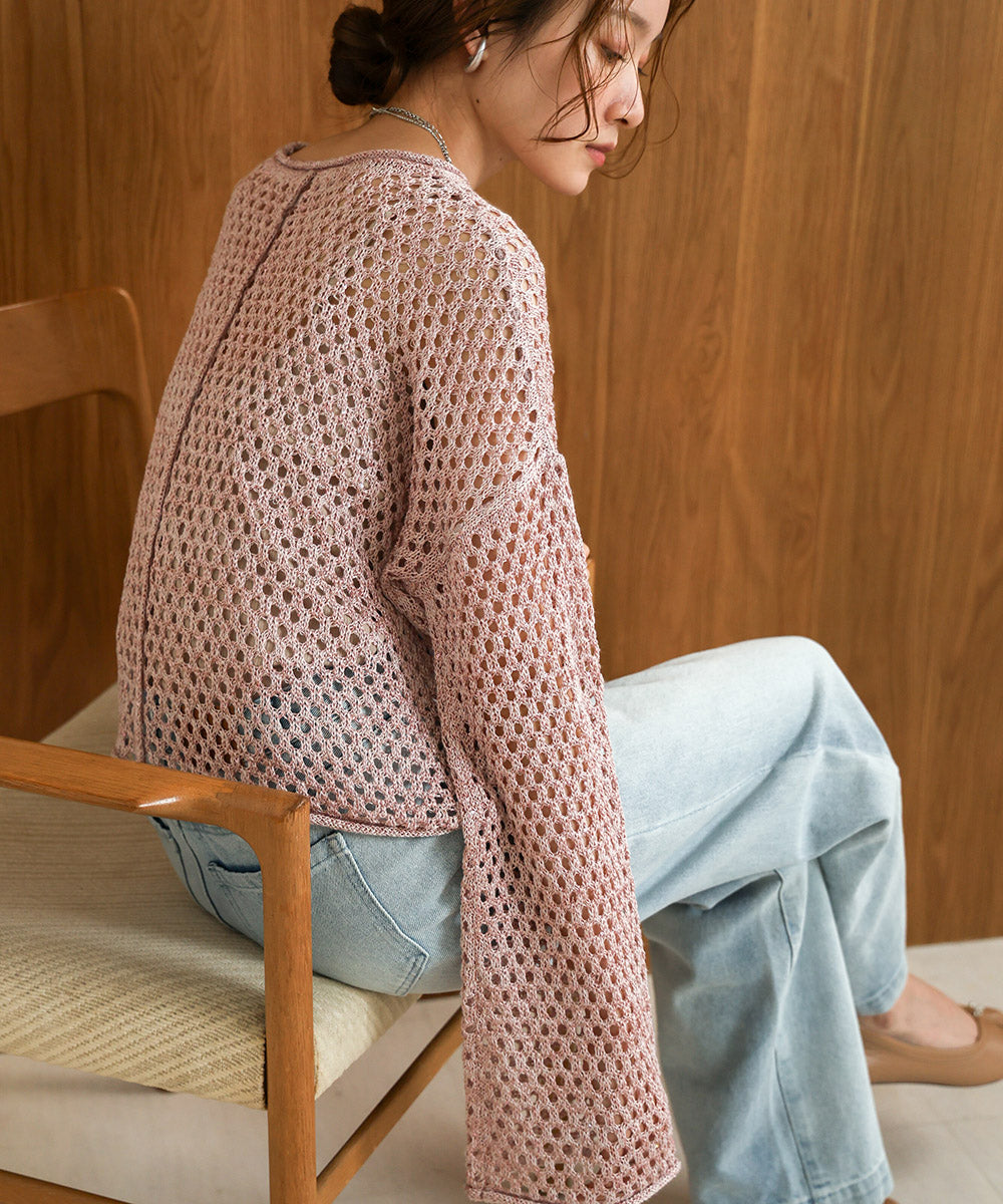 スパンコールメッシュニット