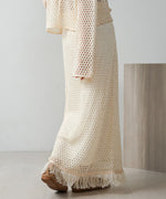 スパンコールメッシュフリンジスカート