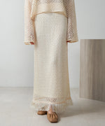 スパンコールメッシュフリンジスカート