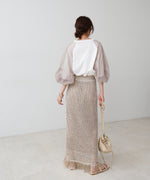 スパンコールメッシュフリンジスカート