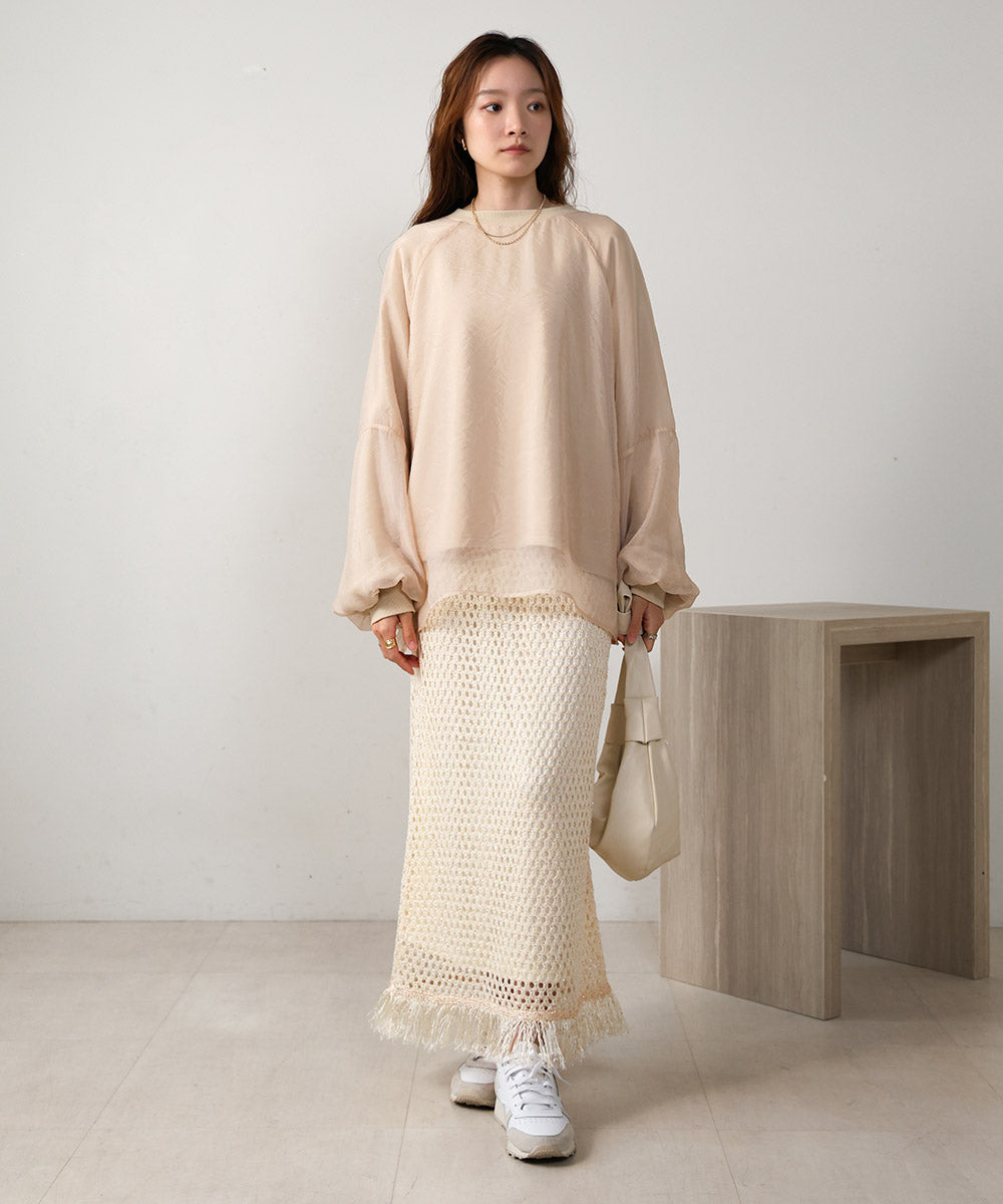 スパンコールメッシュフリンジスカート