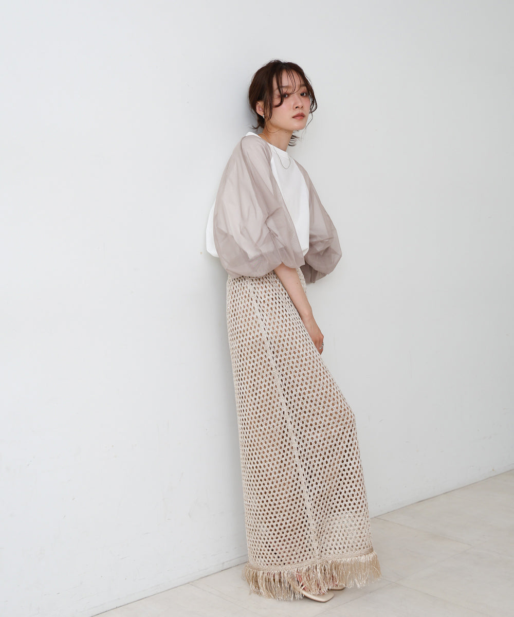 スパンコールメッシュフリンジスカート