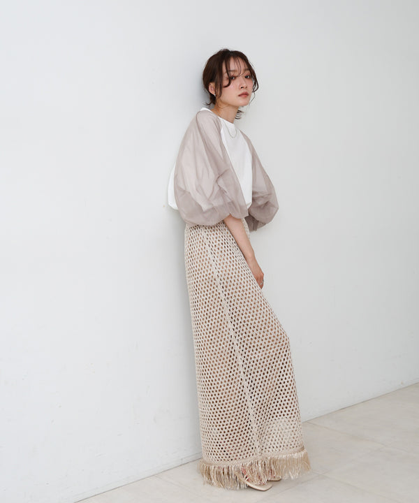 スパンコールメッシュフリンジスカート