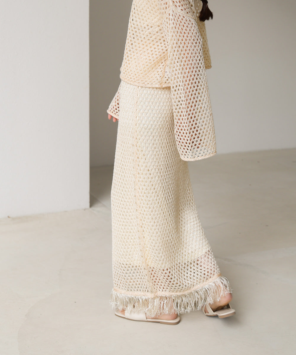 スパンコールメッシュフリンジスカート