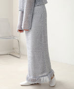 スパンコールメッシュフリンジスカート