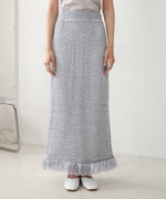 スパンコールメッシュフリンジスカート