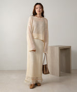 スパンコールメッシュフリンジスカート