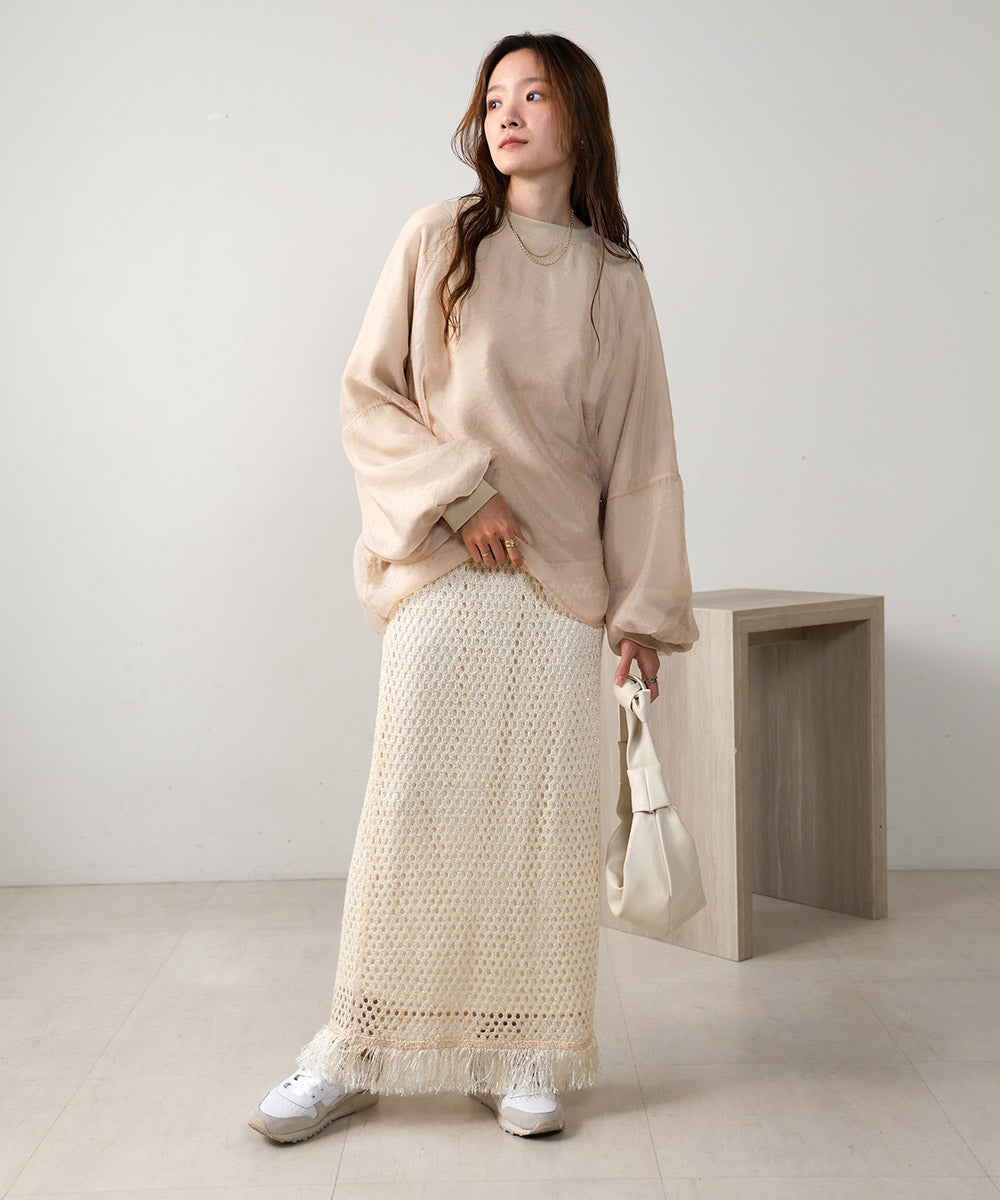 スパンコールメッシュフリンジスカート