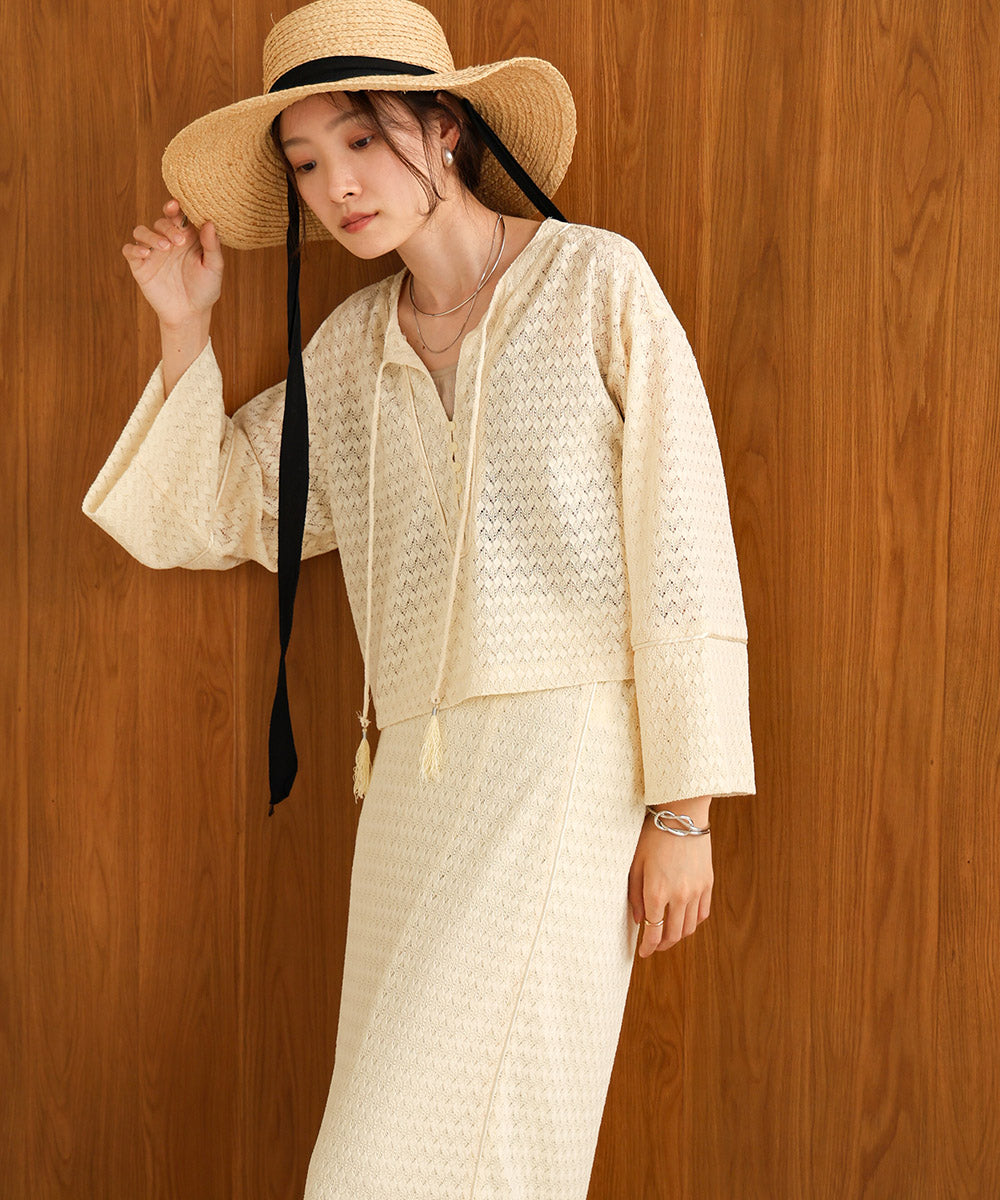 EMBROIDERY LACE CAFTAN BLOUSE