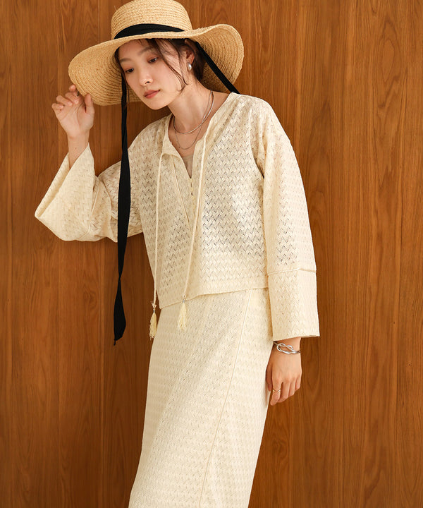 EMBROIDERY LACE CAFTAN BLOUSE