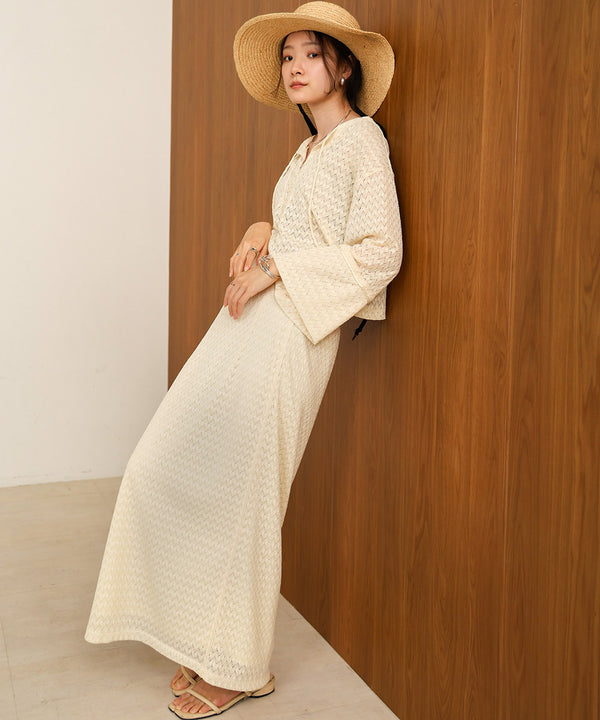 EMBROIDERY LACE CAFTAN BLOUSE