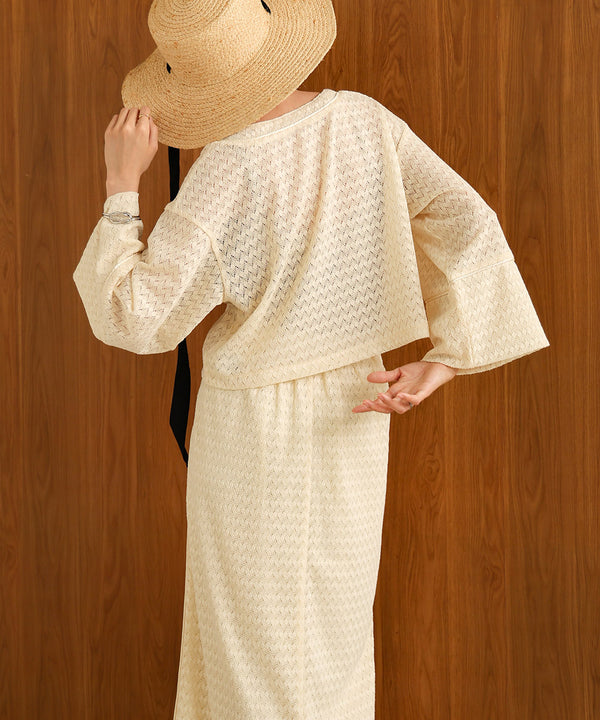 EMBROIDERY LACE CAFTAN BLOUSE