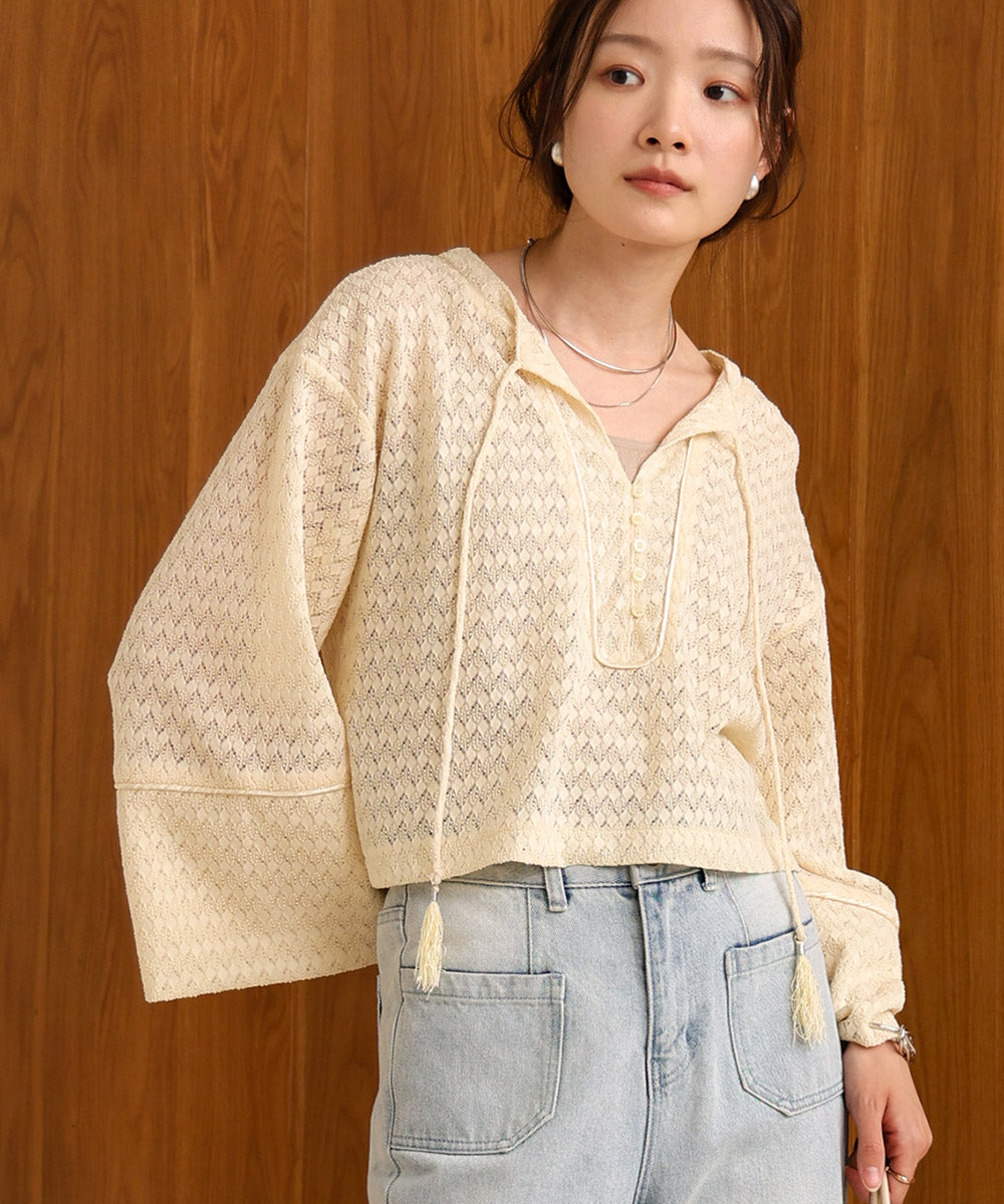 EMBROIDERY LACE CAFTAN BLOUSE