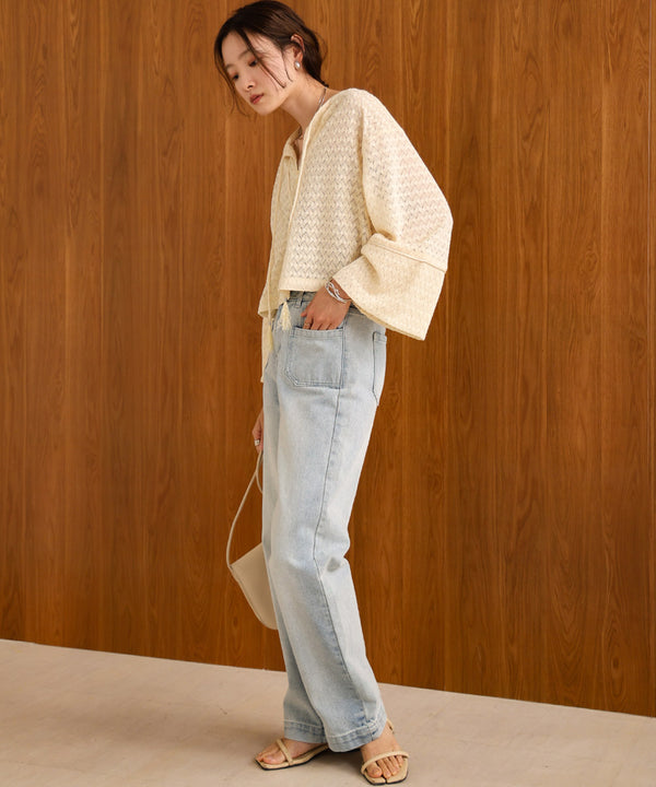 EMBROIDERY LACE CAFTAN BLOUSE