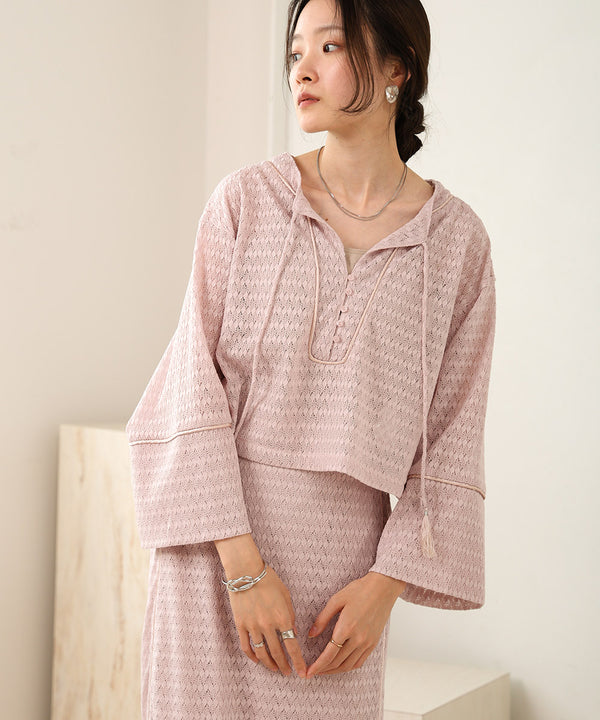 EMBROIDERY LACE CAFTAN BLOUSE