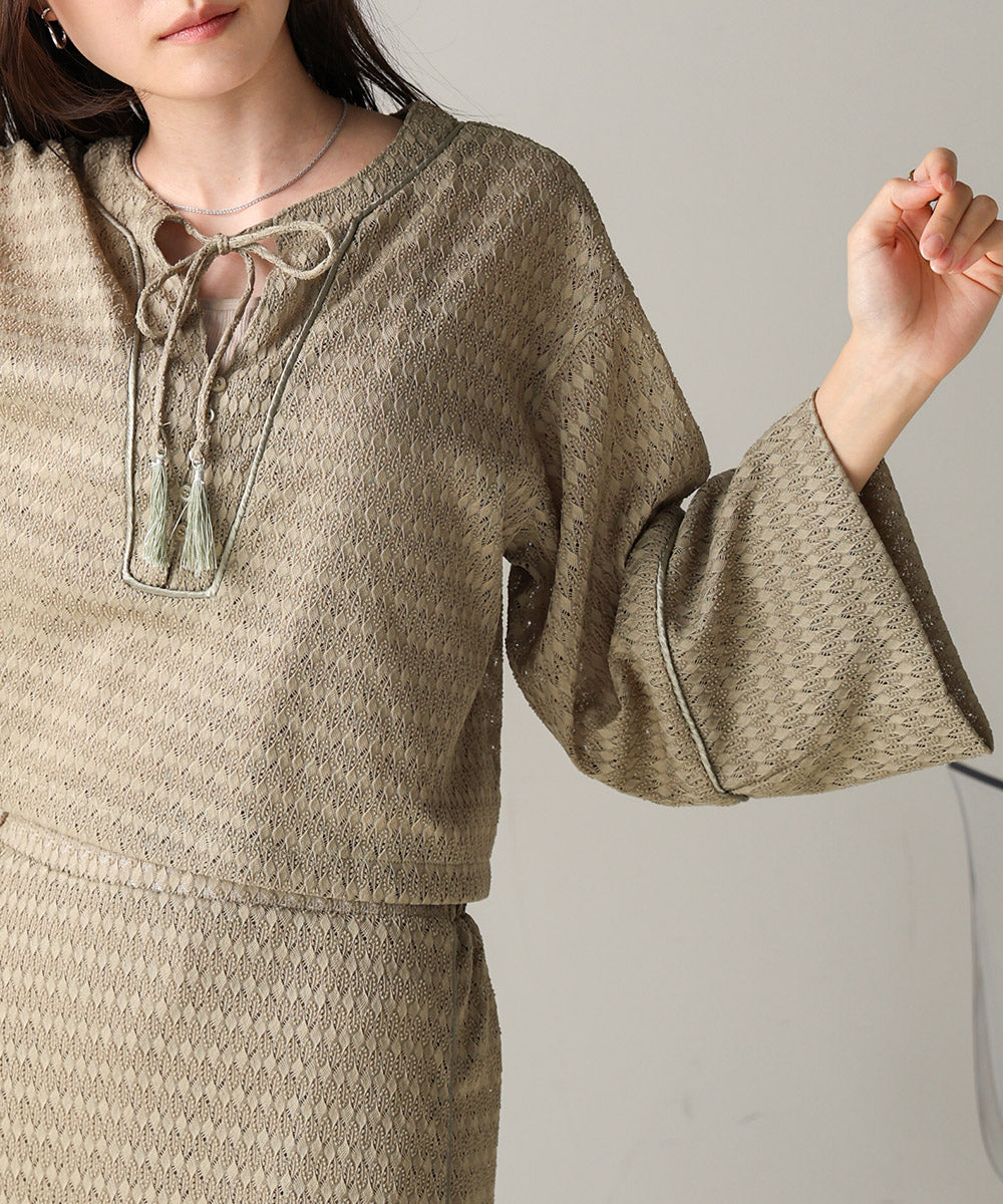 EMBROIDERY LACE CAFTAN BLOUSE