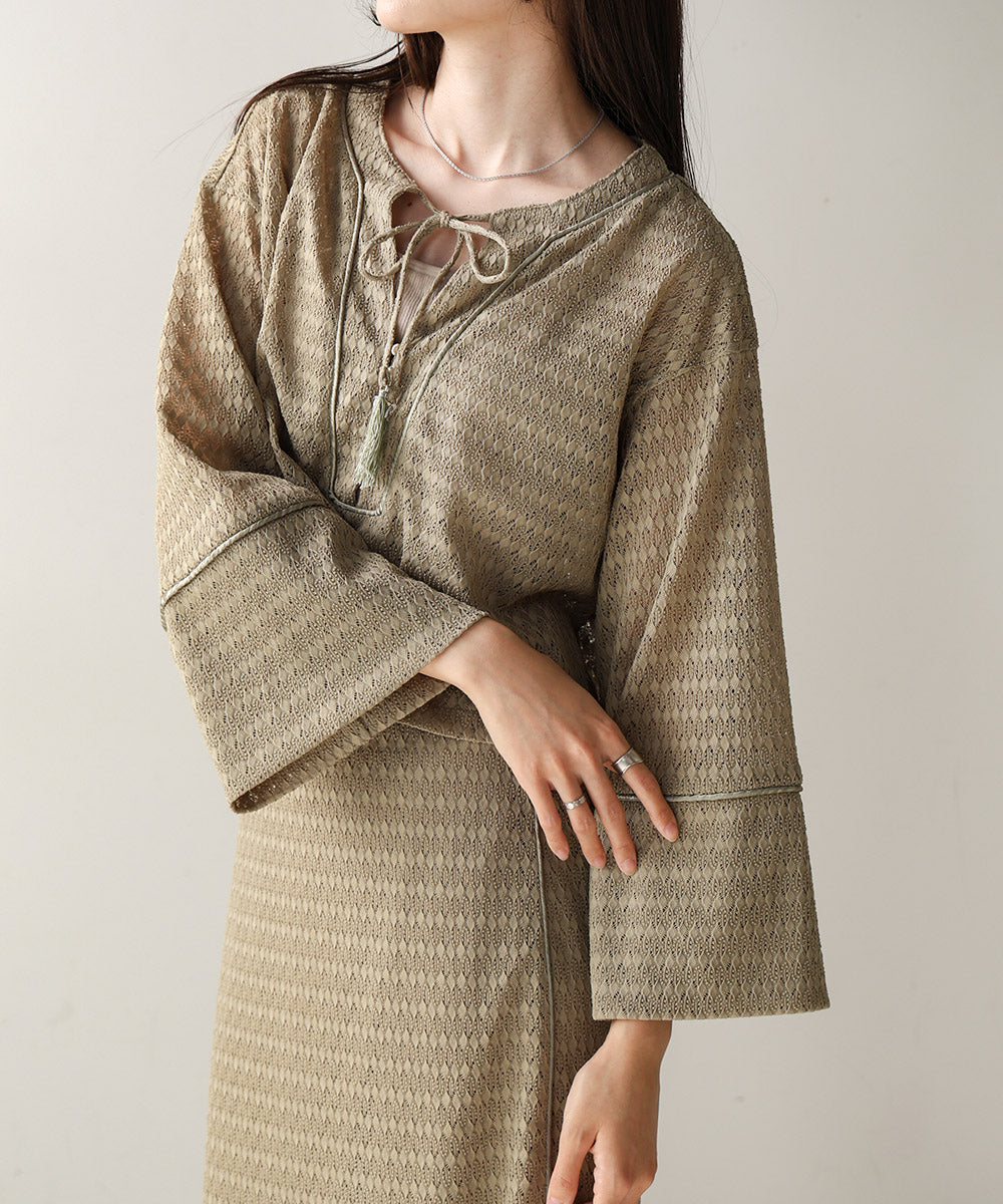 EMBROIDERY LACE CAFTAN BLOUSE