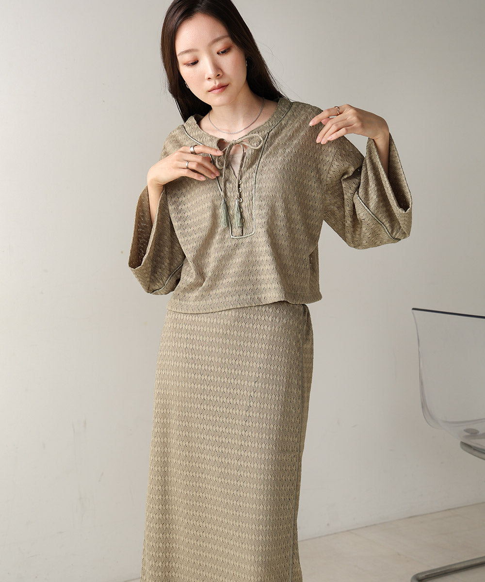 EMBROIDERY LACE CAFTAN BLOUSE