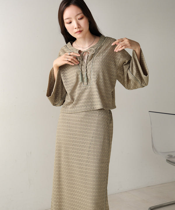 EMBROIDERY LACE CAFTAN BLOUSE