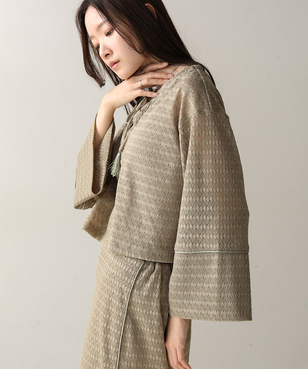 EMBROIDERY LACE CAFTAN BLOUSE