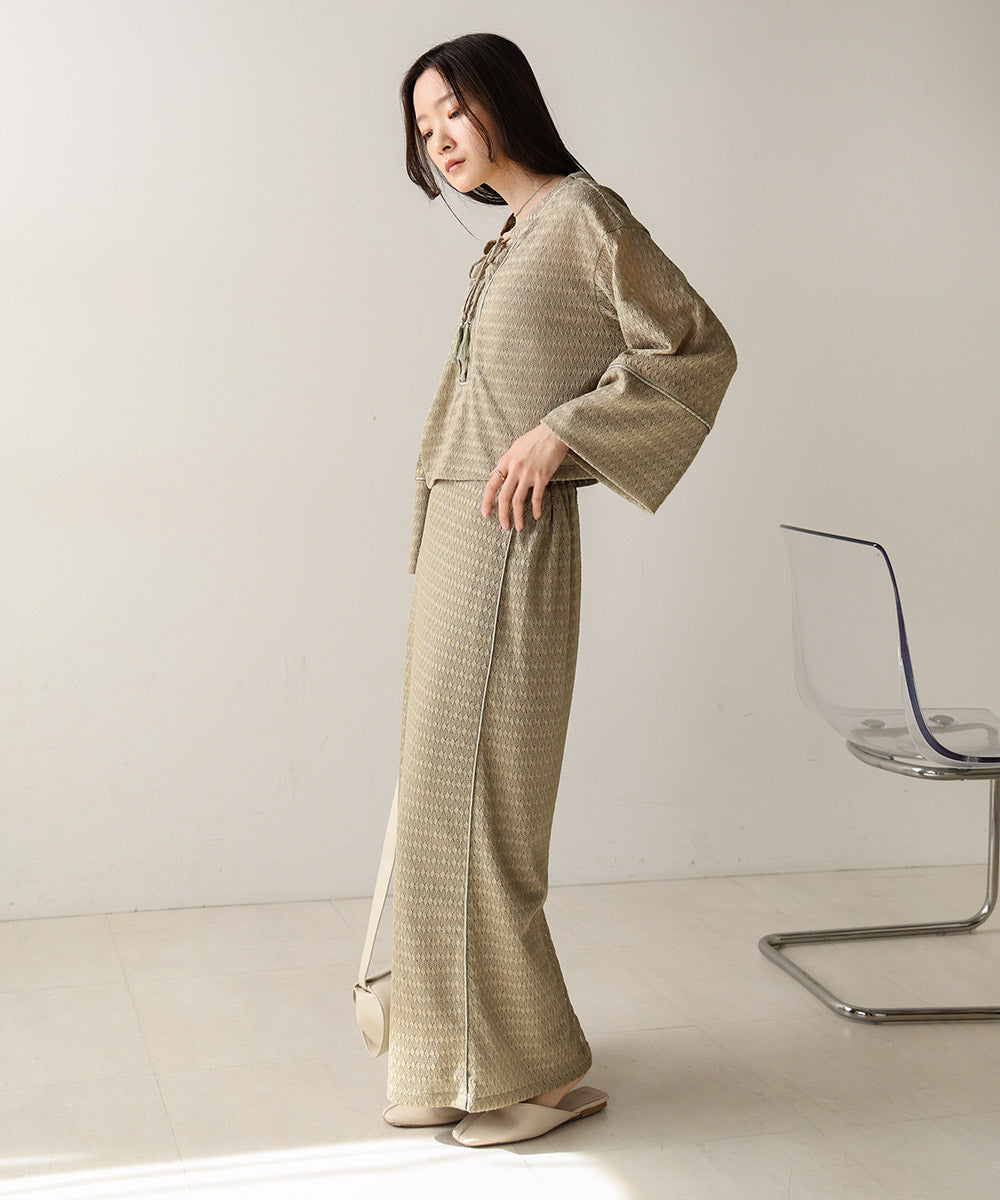 EMBROIDERY LACE CAFTAN BLOUSE