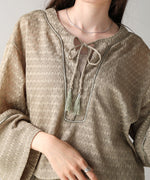 EMBROIDERY LACE CAFTAN BLOUSE