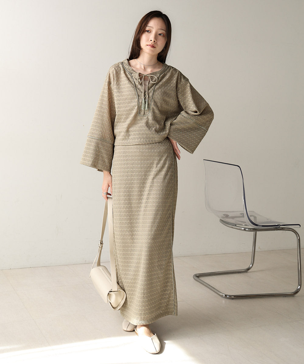 EMBROIDERY LACE CAFTAN BLOUSE