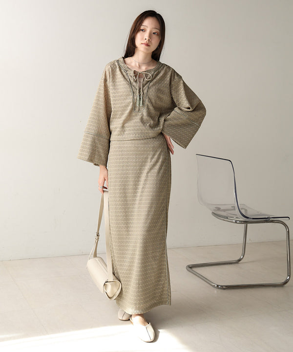 EMBROIDERY LACE CAFTAN BLOUSE