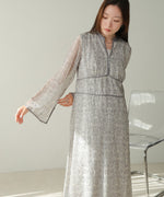 NUANCE LAME PIPING DRESS