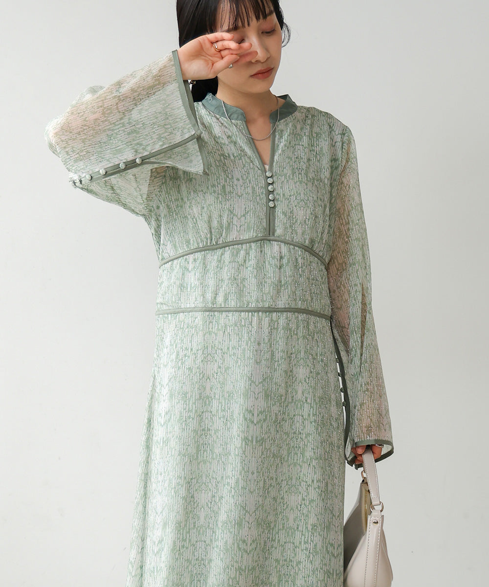 NUANCE LAME PIPING DRESS