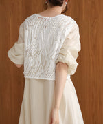 BATTEN LACE VEST + GATHERED SLEEVE DRESS SET