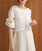BATTEN LACE VEST + GATHERED SLEEVE DRESS SET
