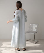 BATTEN LACE VEST + GATHERED SLEEVE DRESS SET