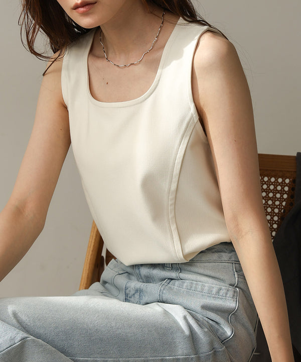 SQUARE NECK TUCK DESIGN TANK TOP