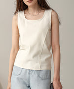 SQUARE NECK TUCK DESIGN TANK TOP